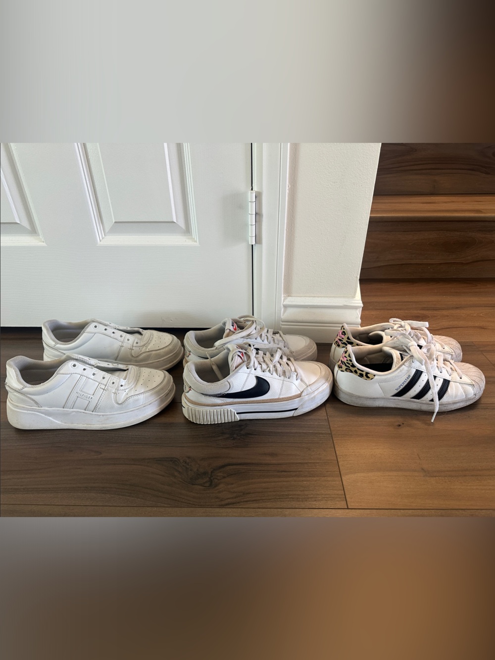Nike Kids White Sneakers with Black Swoosh